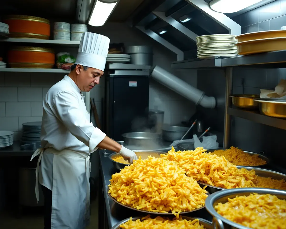Chef Prepares Large Batch of Gathiya for Special Occasion