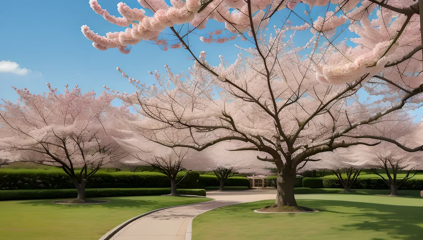 Cherry Blossoms and Buke Tree in Japanese Arbor HD