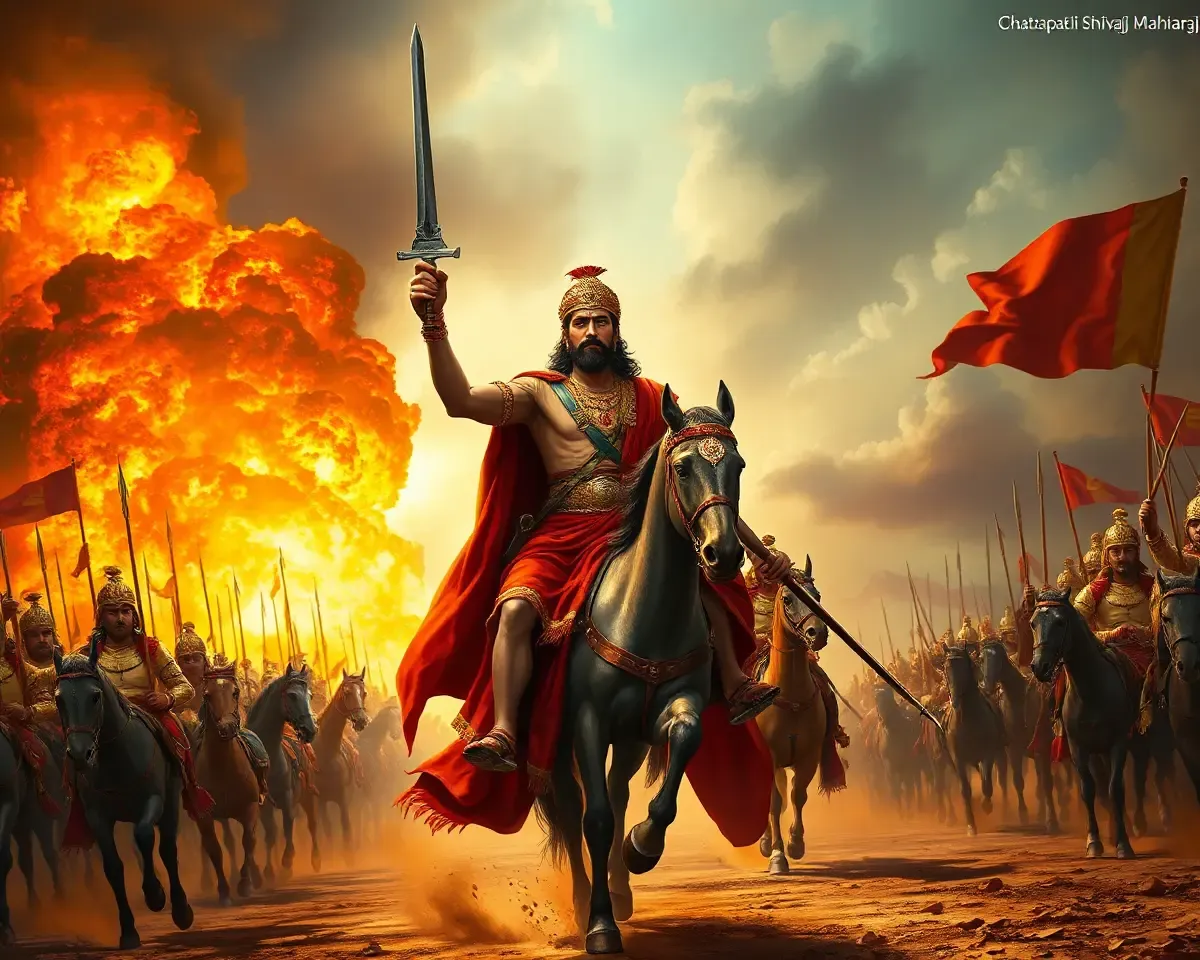 Chhatrapati Shivaji Maharaj Leads Army into Battle with Triumph