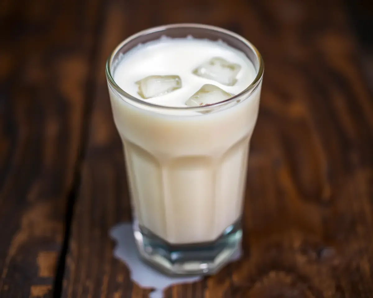 Chilled Sudha Milk with Ice Cubes and Subtle Foam