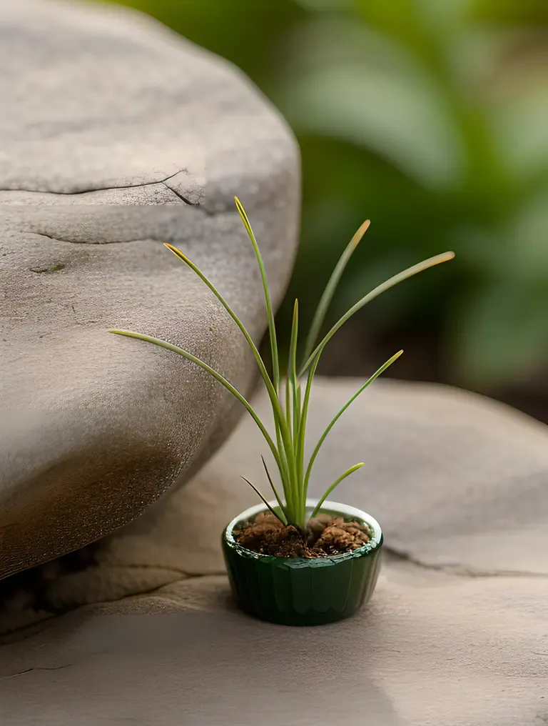 Chlorella Plant on Rock with Shallow Depth of Field
