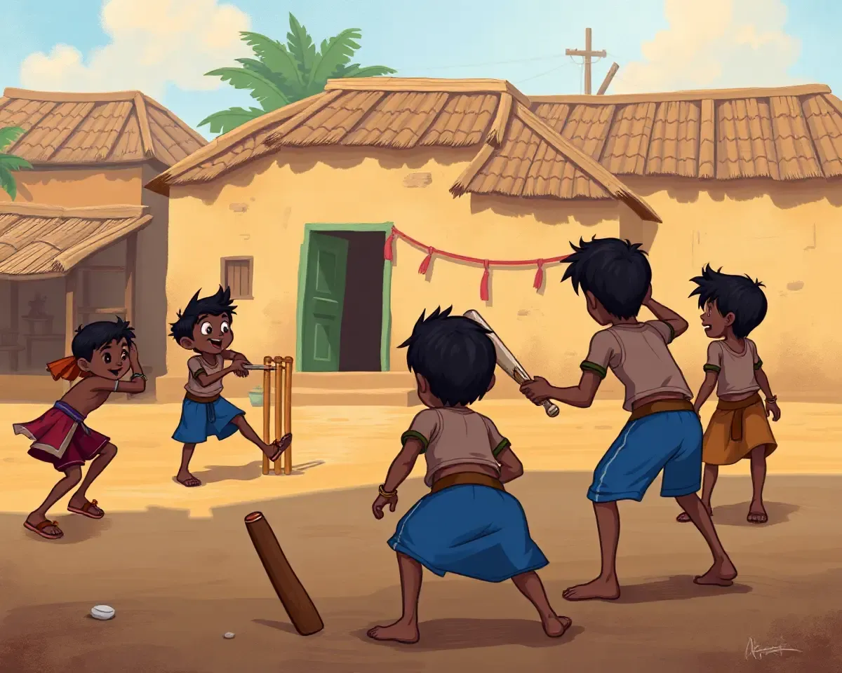 Chota Bheem Plays Cricket with Friends in Village Ground