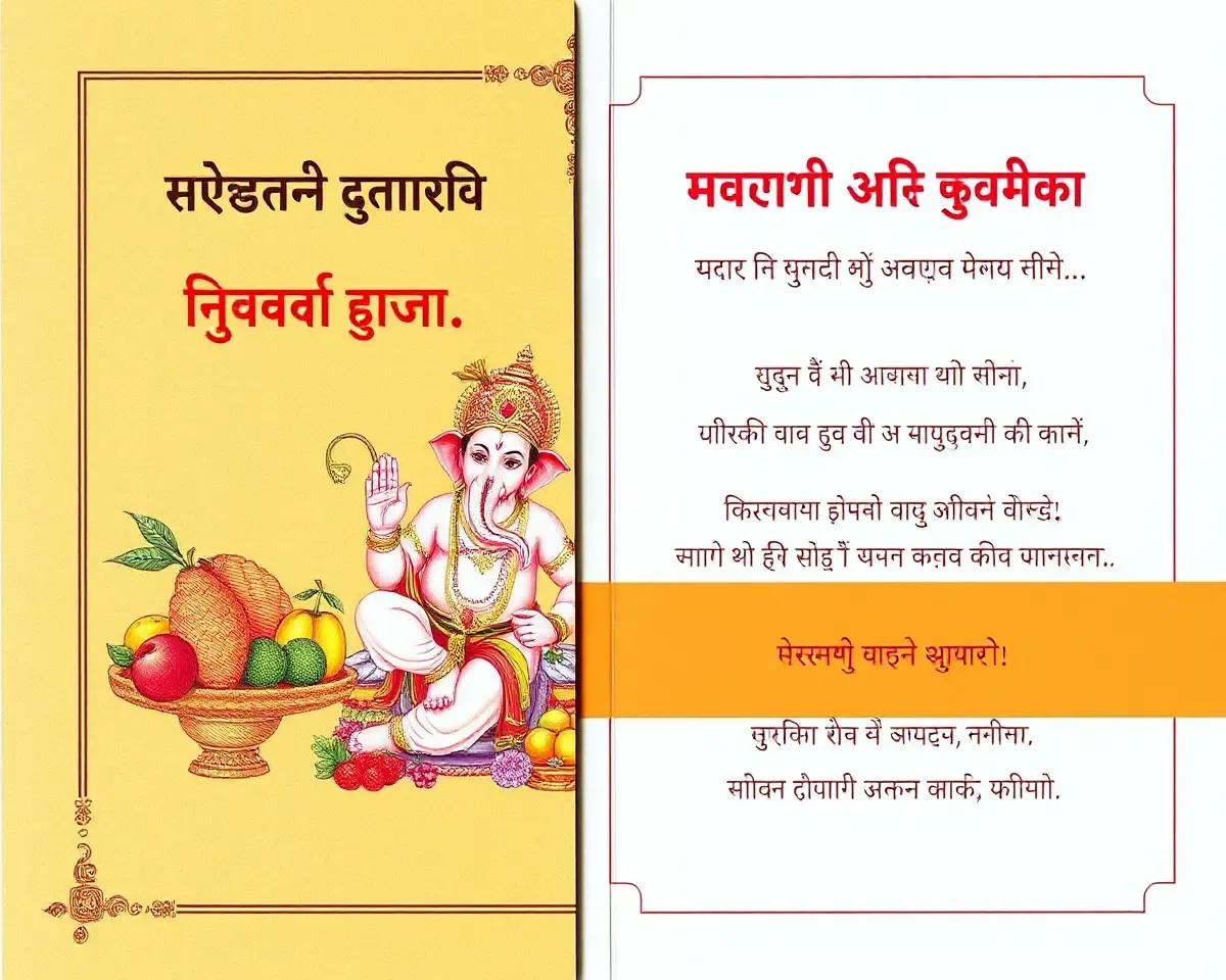 Classic Ganpati Invitation Card in Marathi Traditional Design