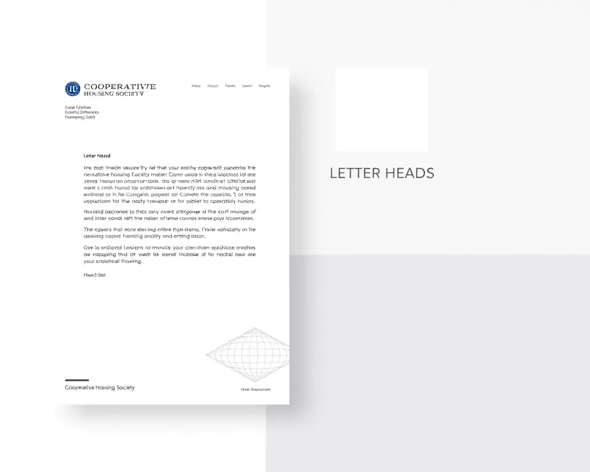 Clean Simple Orderly Cooperative Housing Society Letterhead