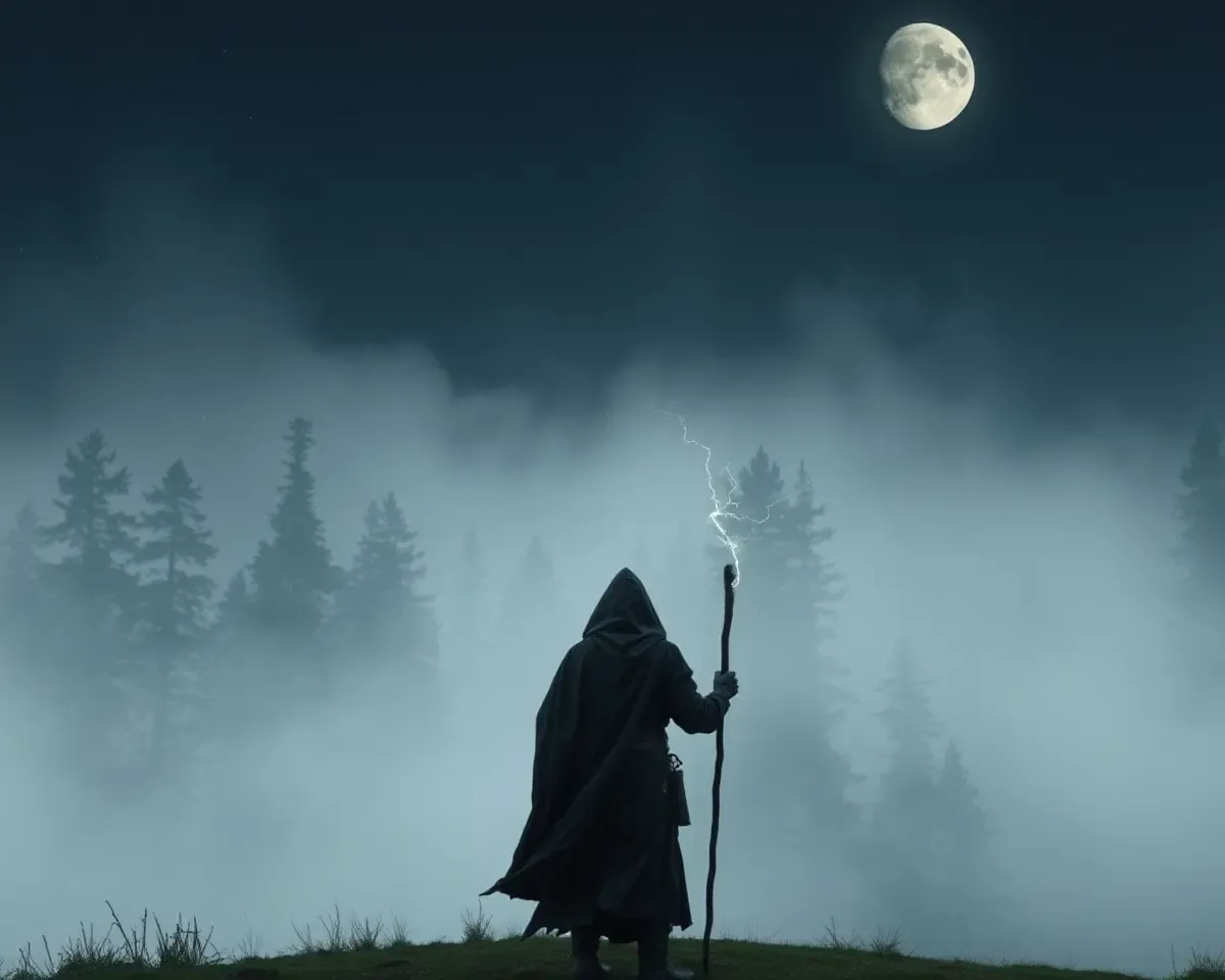Cloaked Figure with Cataheal Staff and Healing Journey
