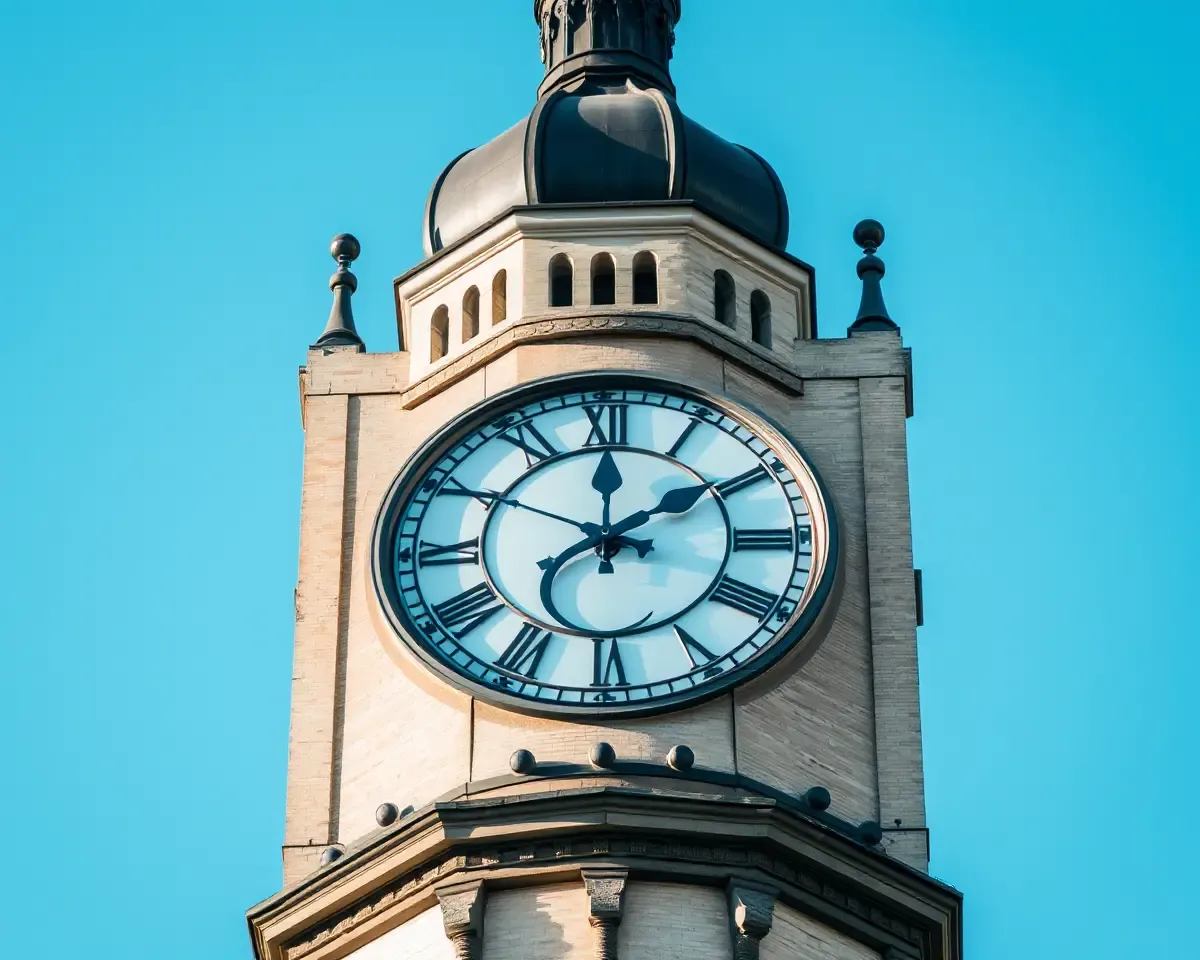 Clock Tower Face with Giant Letter C Wallpaper Design