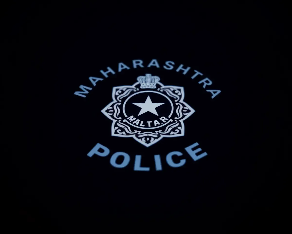 Close-Up Shot of Maharashtra Police Logo with Gradient Effect