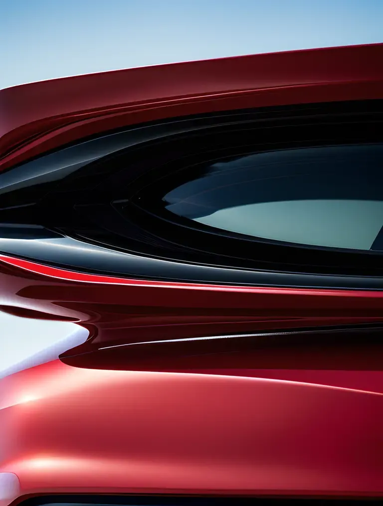Close-Up Shot of Supercar's Sleek Aerodynamic Design