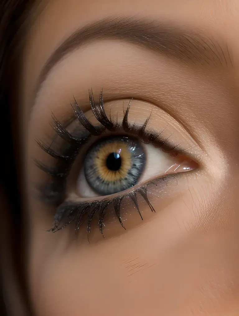 Close-Up of Aseel's Piercing Eye with Feathery Textures.