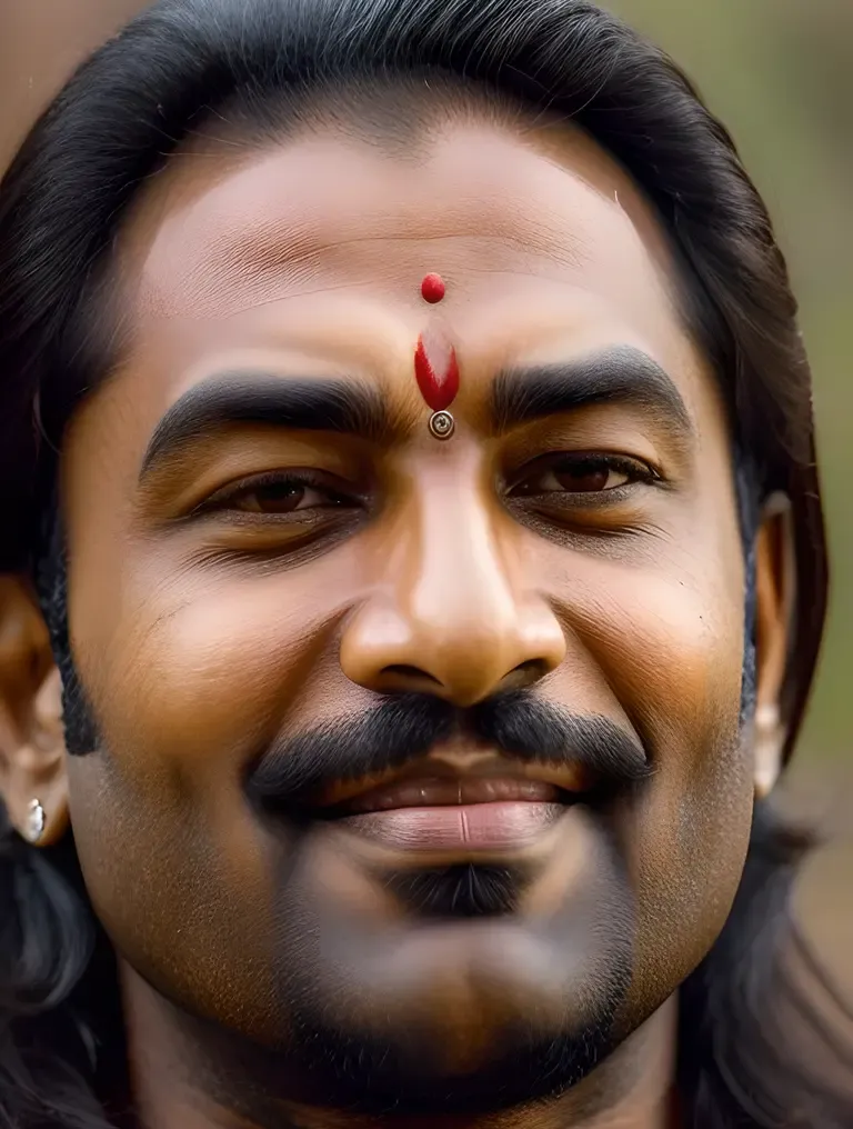 Close-Up of Narasimhar's Serene Half-Lion Half-Man Face