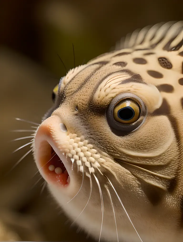 Close-Up of Puffer Fish's Curious Facial Expression