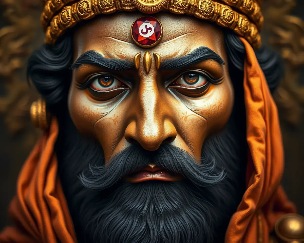Close-up Portrait of Chhatrapati Shivaji Maharaj's Determined Face