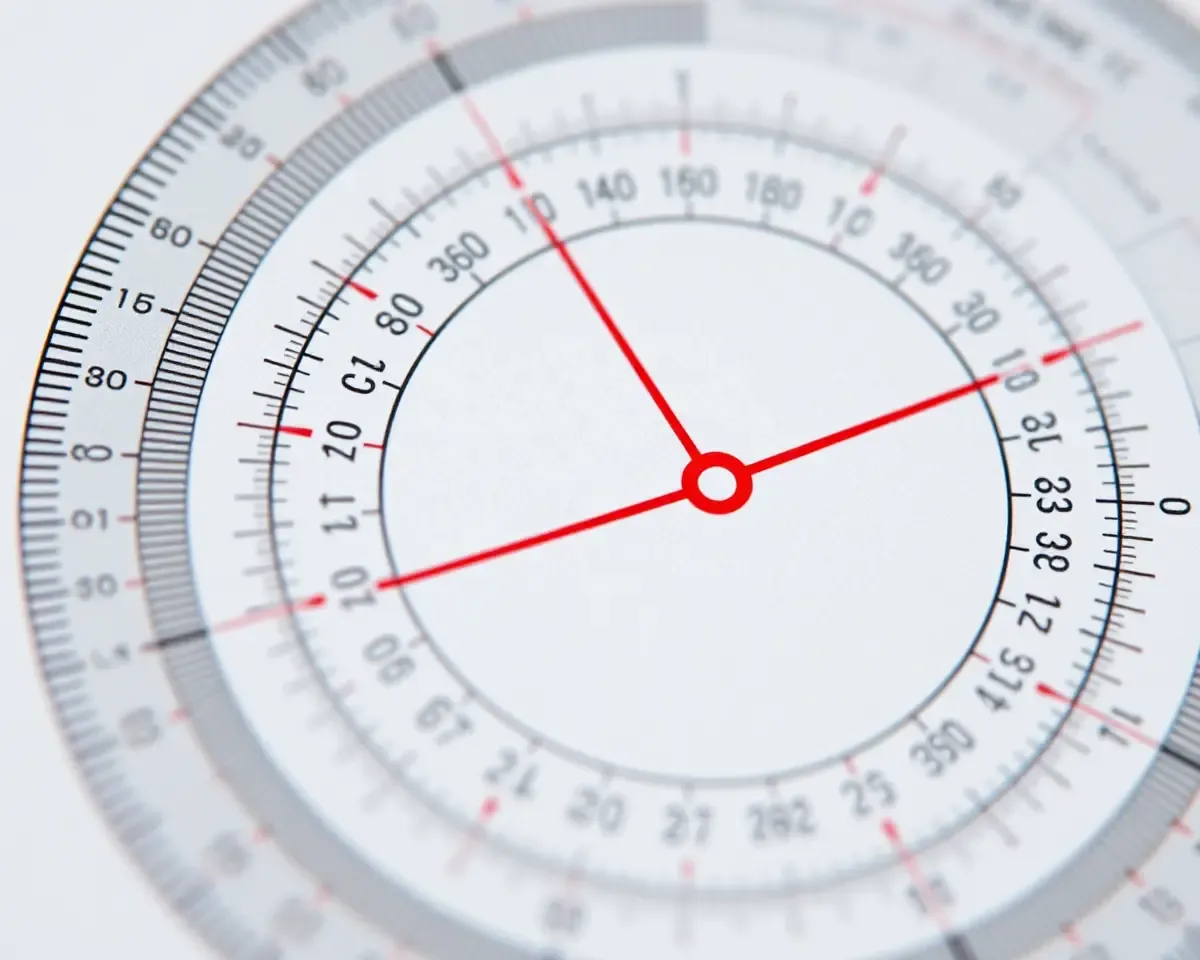 Close-up Shot of Printable 360 Degree Protractor with Highlighted Center