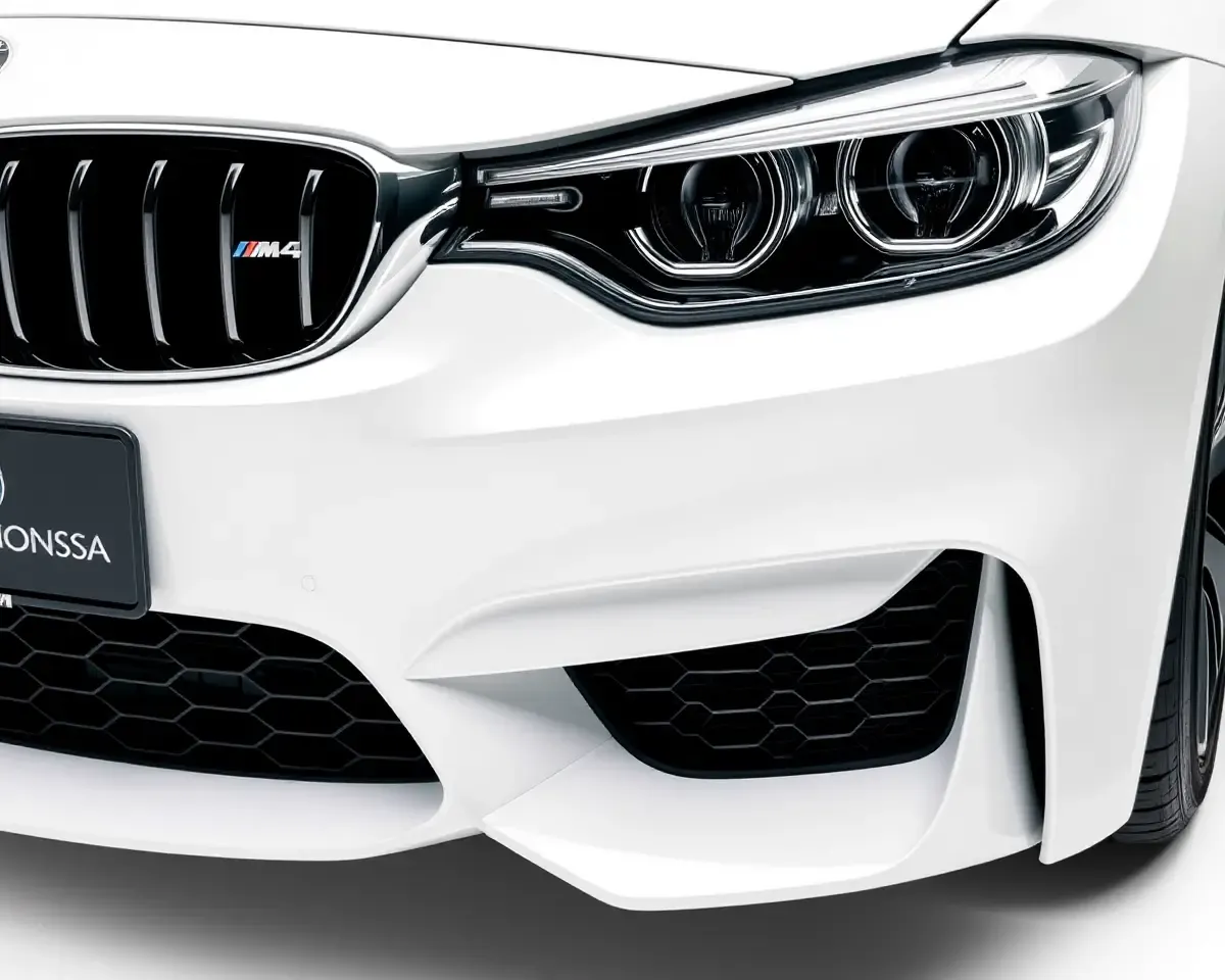 Close-up of BMW M4's Sleek Front Grille with Gradient Effect