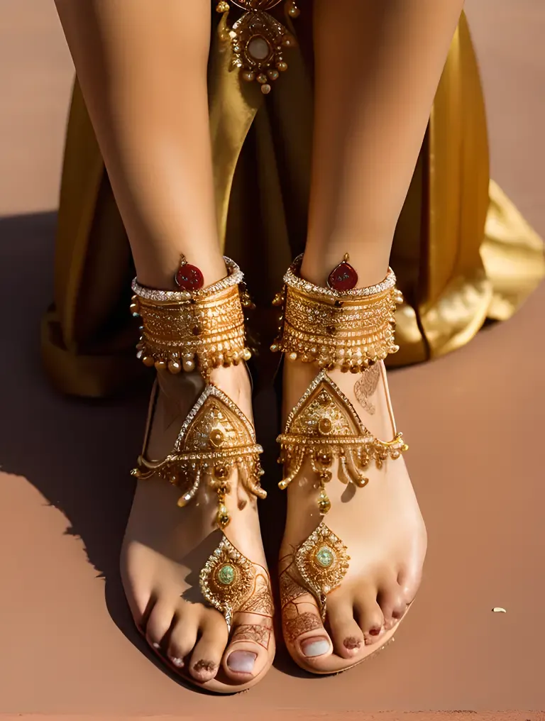 Close-up of Dulhan's Hands with Hand-beaded Jewelry