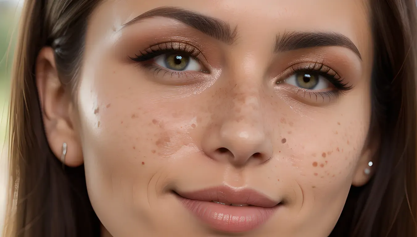 Close-up of Face with Freckles Across Nose and Cheeks
