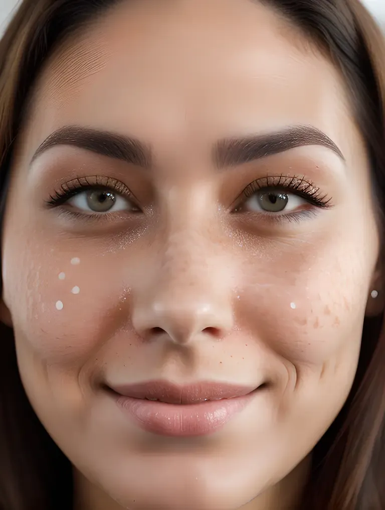 Close-up of Freckles on Face and Cheeks