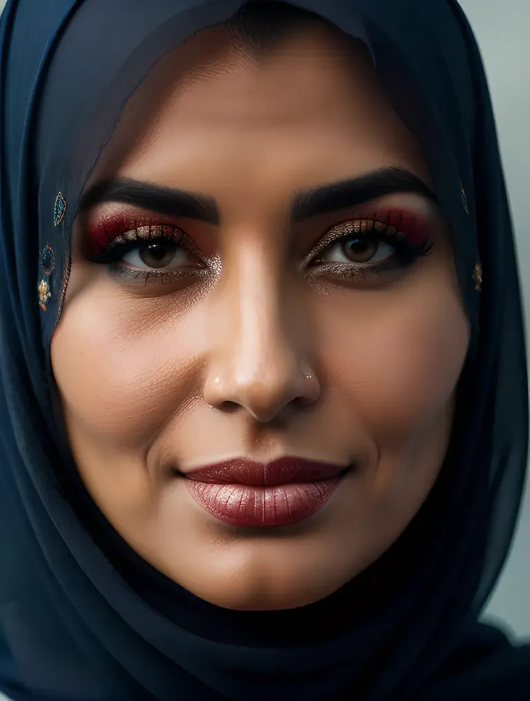 Close-up of Intricately Embroidered Burkha Face