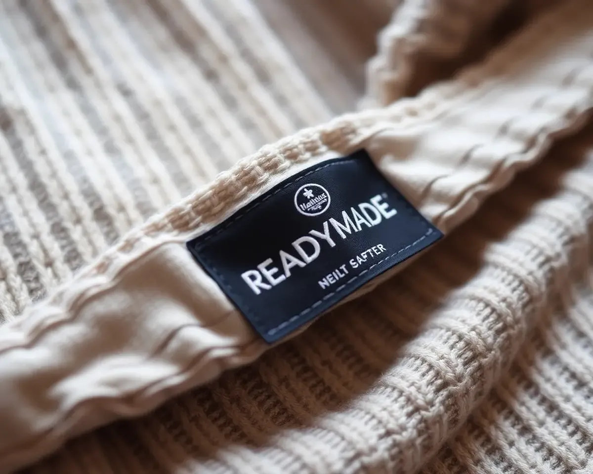 Close-up of Readymade Garment's Label with Typography and Branding