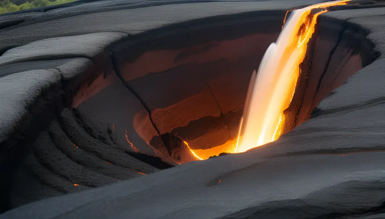 Close-up of Solidified Lava Flow on Extinct Volcano's Surface