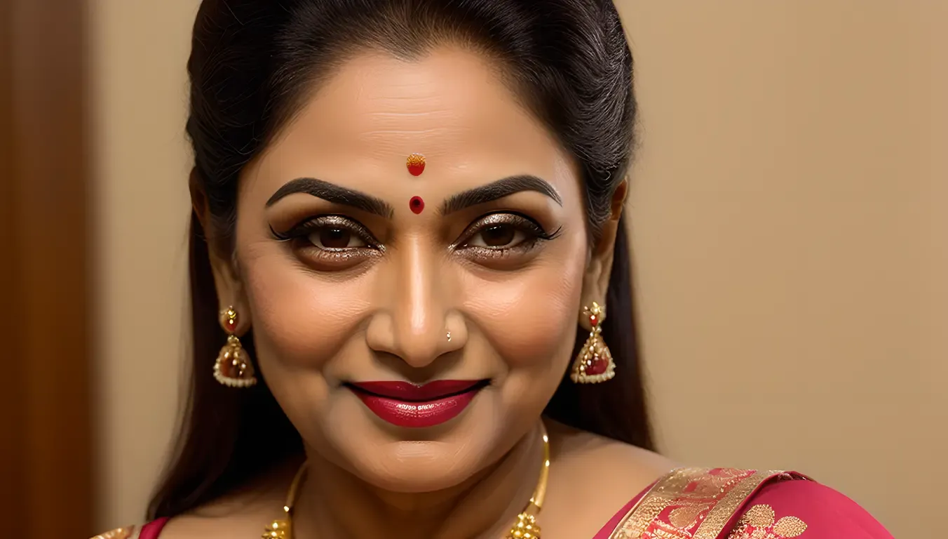 Close-up of Vyjayanthimala's Subtle Smile and Makeup