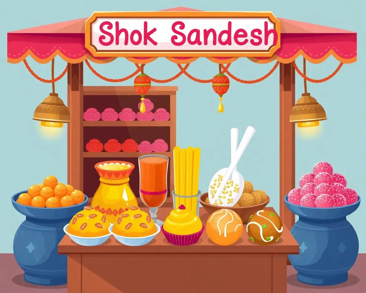 Colorful Bengali Sweets Stall Offers Shok Sandesh Variety