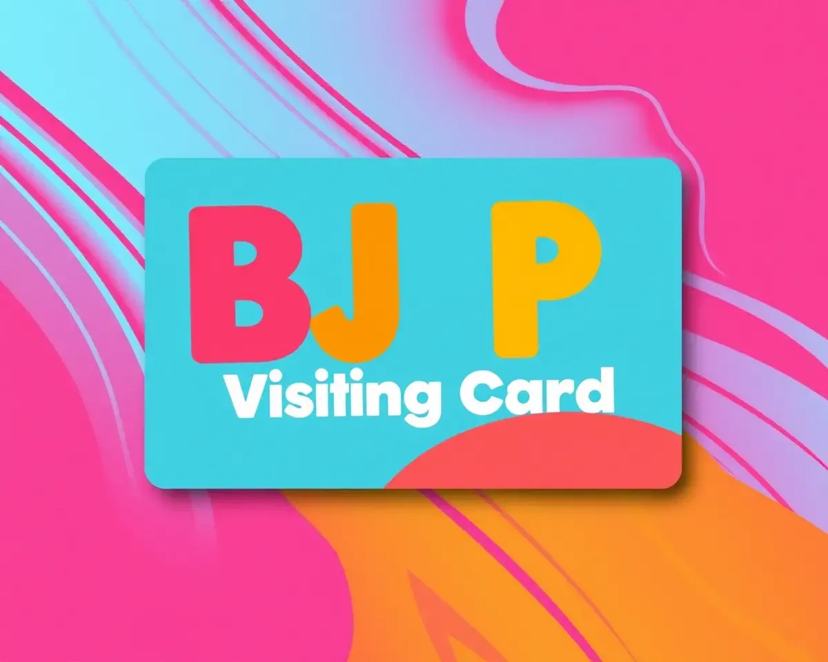 Colorful Bjp Visiting Card Design with Vibrant Background and Playful Font
