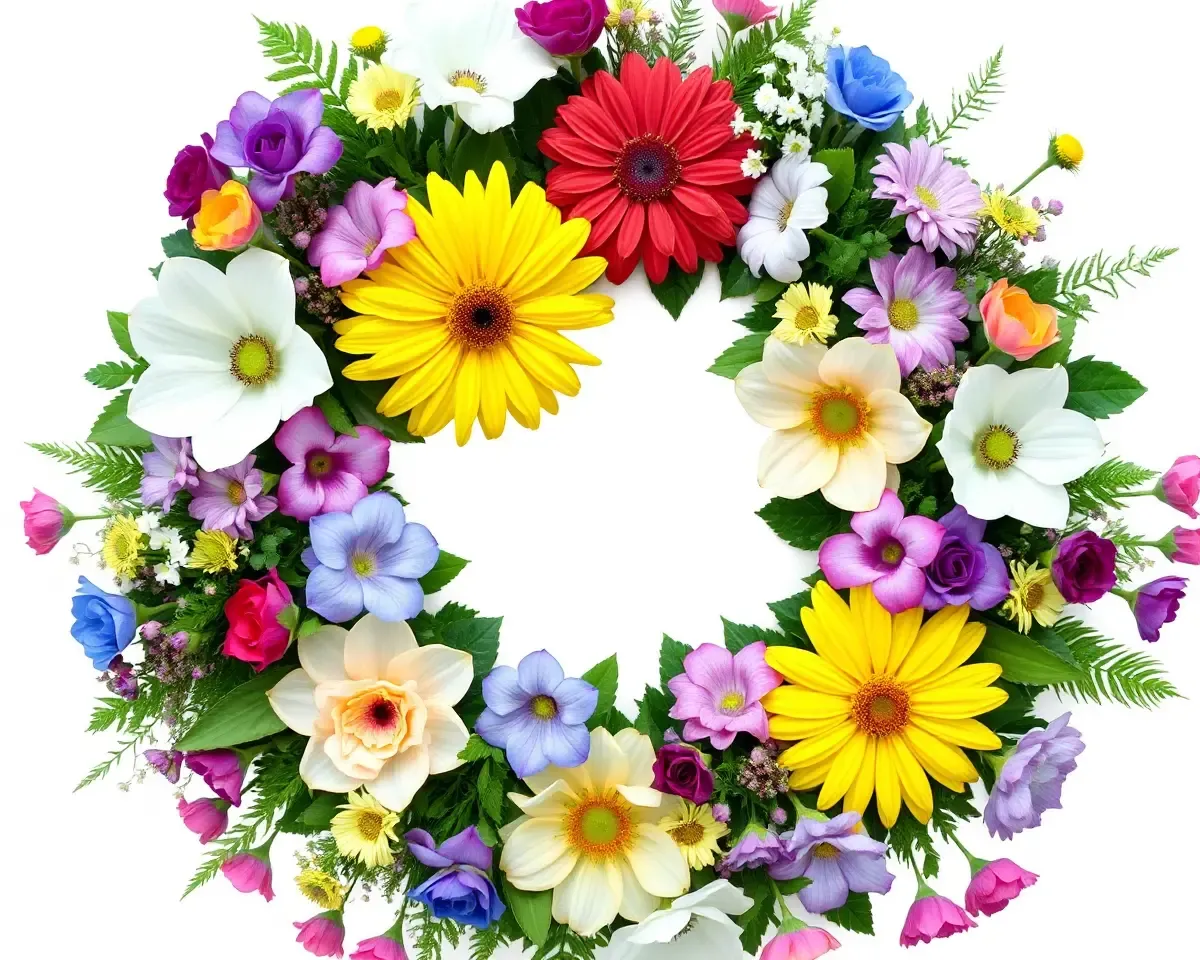 Colorful Circular Flower Arrangement in PNG