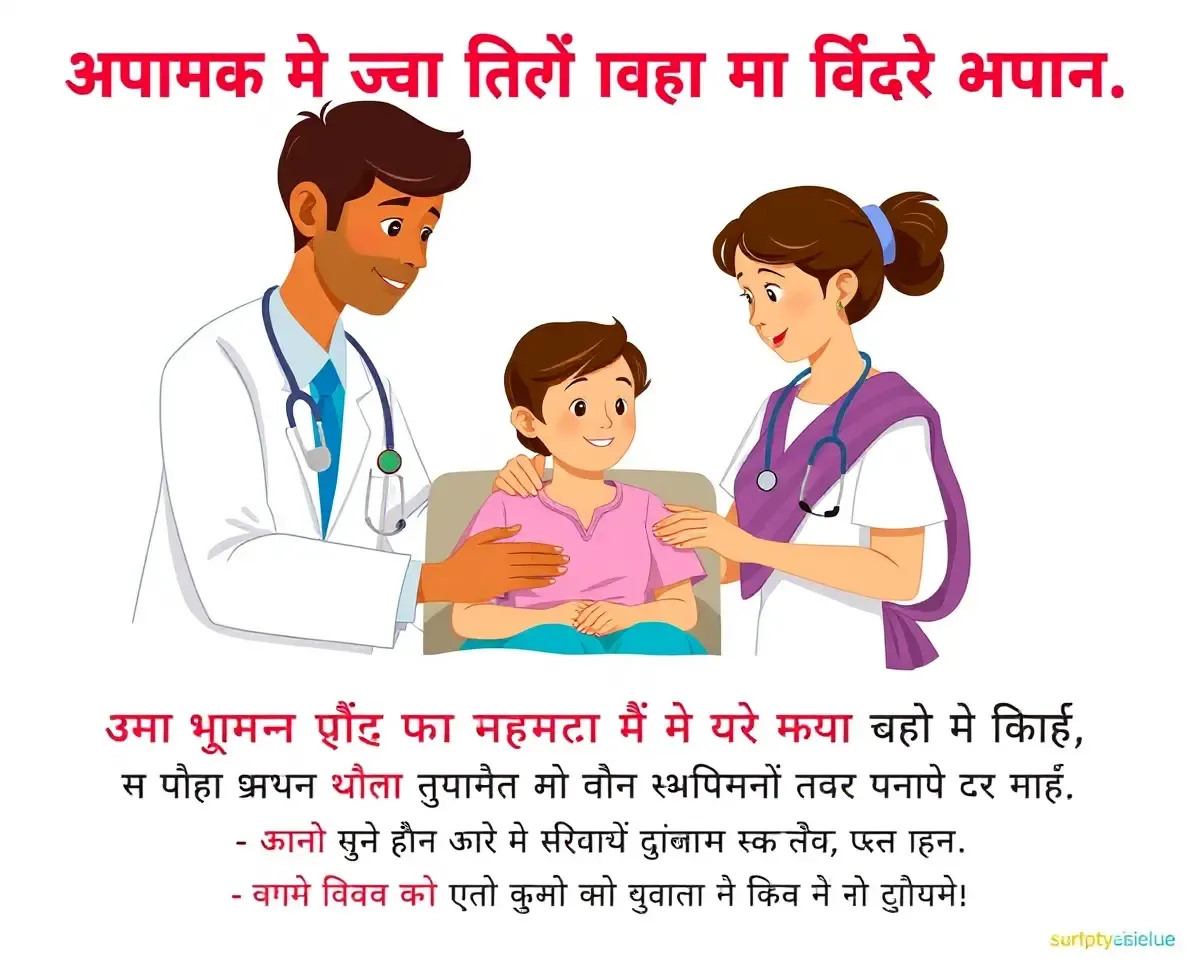 Colorful Doctor Nurse Patient Illustration with Hindi Text