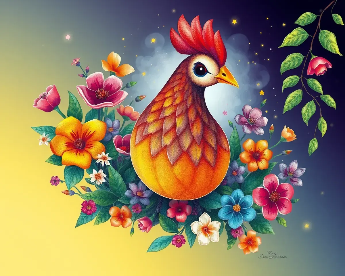 Colorful Dona Pattal Surrounded by Vibrant Flowers