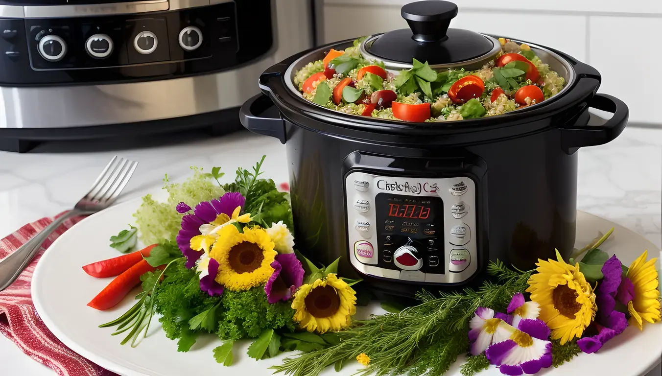 Colorful Quinoa Salad in Crockpot with Fresh Herbs