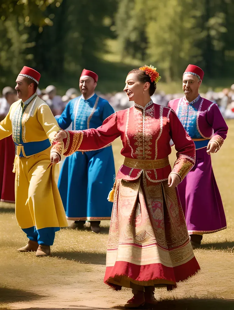 Colorful Romanian Dance Performance by Putna River