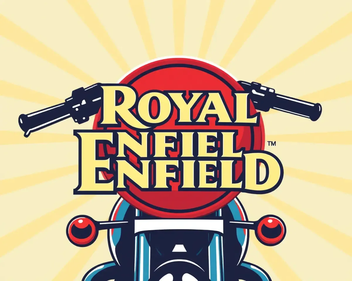 Colorful Royal Enfield Logo Illustration on Bright Background.