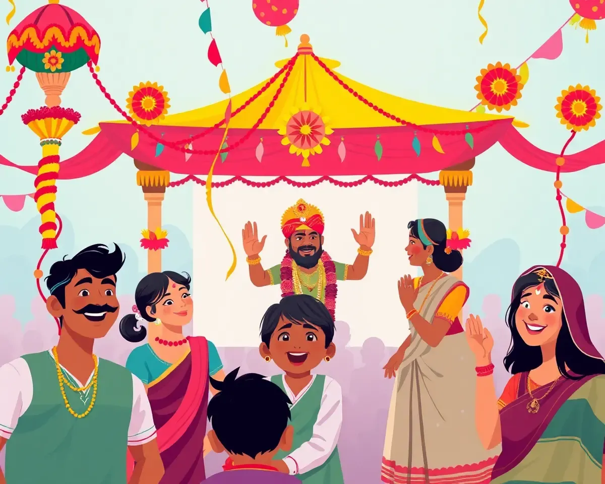 Colorful Shubh Ravivar Festival Celebration with Joyful Faces