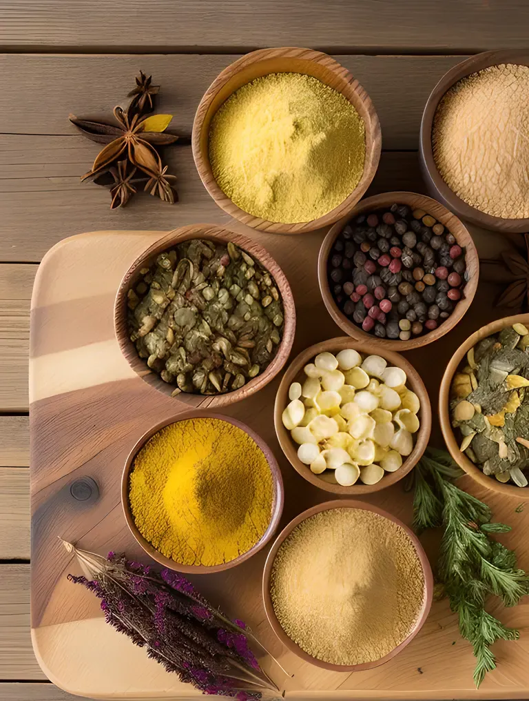 Colorful Still Life of Raita with Spices and Herbs