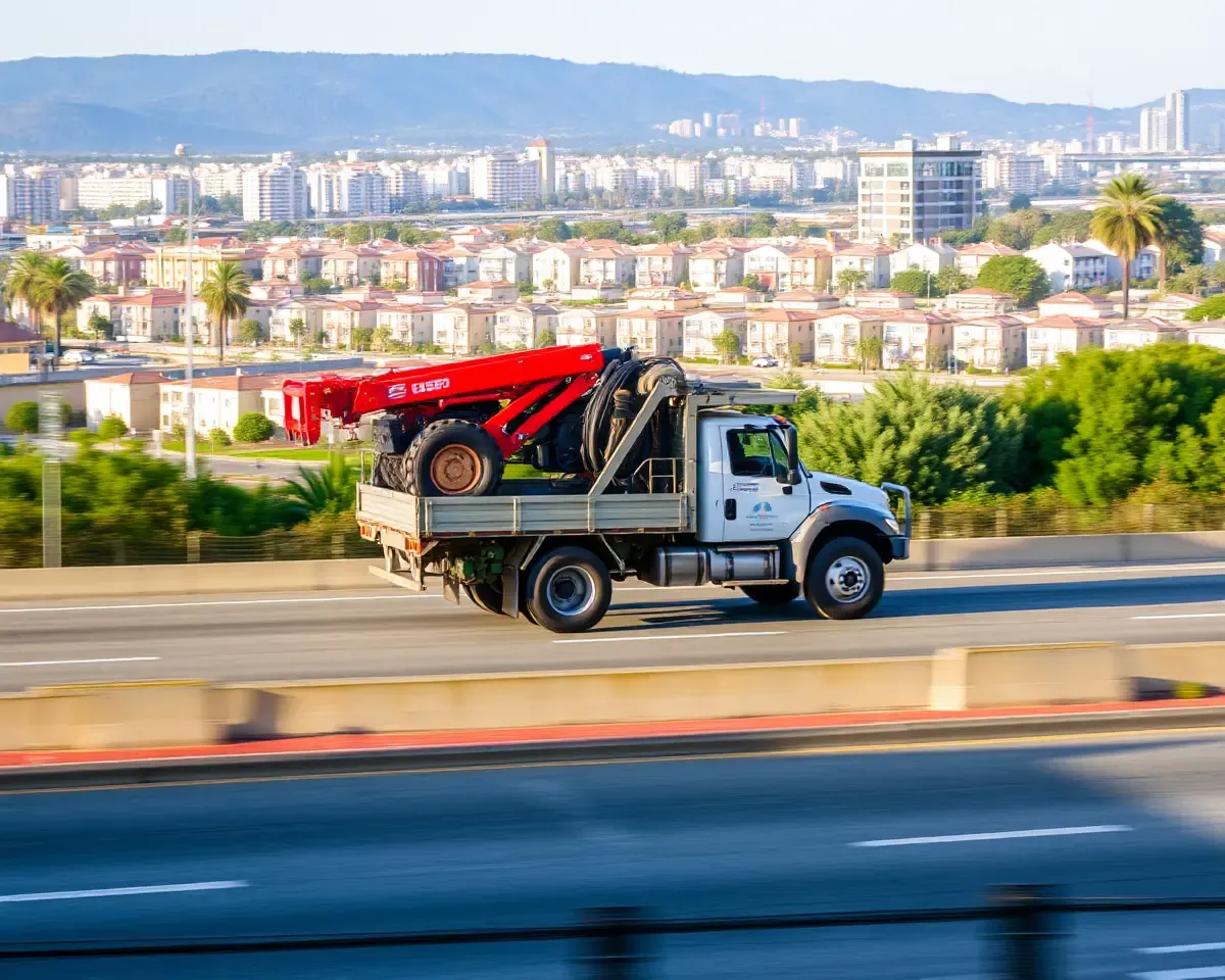 Construction Equipment Transported on 4-Lane Highway