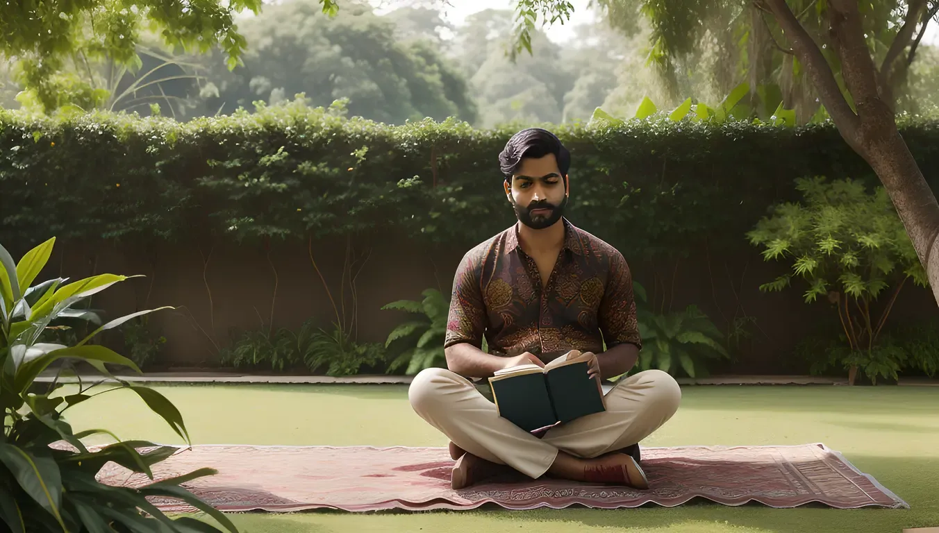 Contemplative Baniya in Peaceful Garden Setting