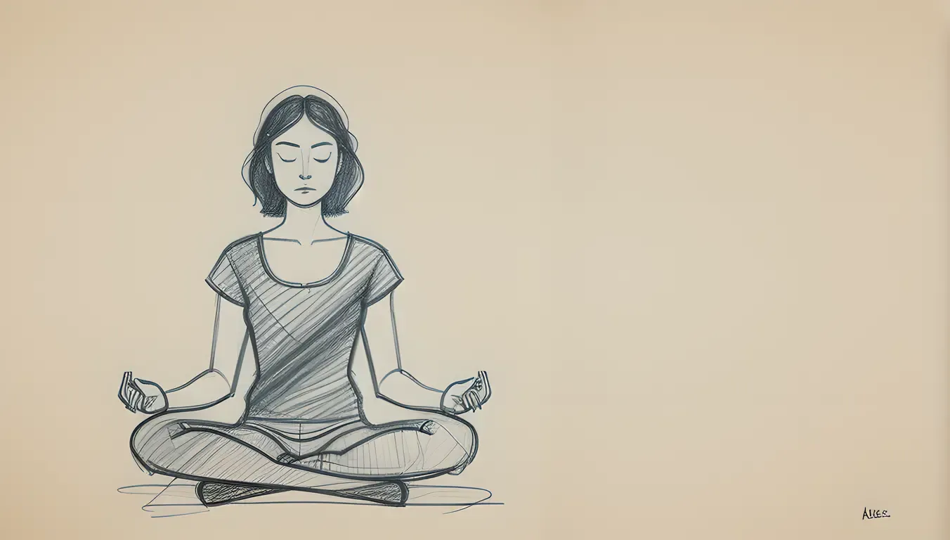 Contemplative Person with Simple Shapes and Lines