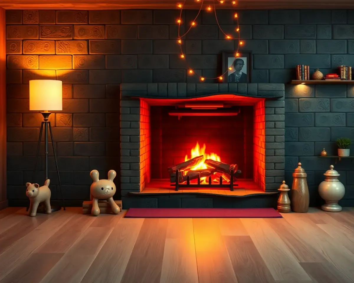 Cozy Fireplace Background with Warm Atmosphere in High-Definition 1080p