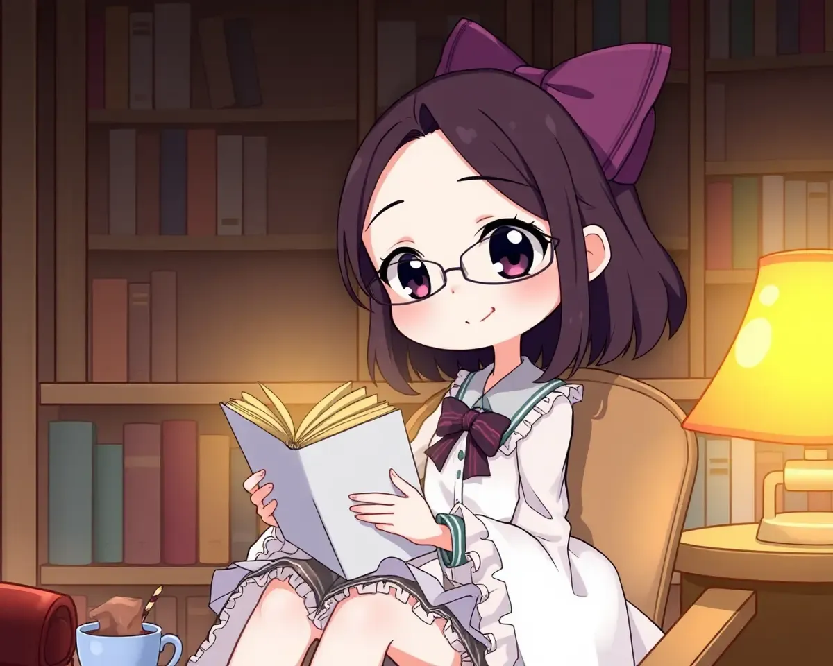 Cozy Library Cartoon Girl Images for Whatsapp Dp