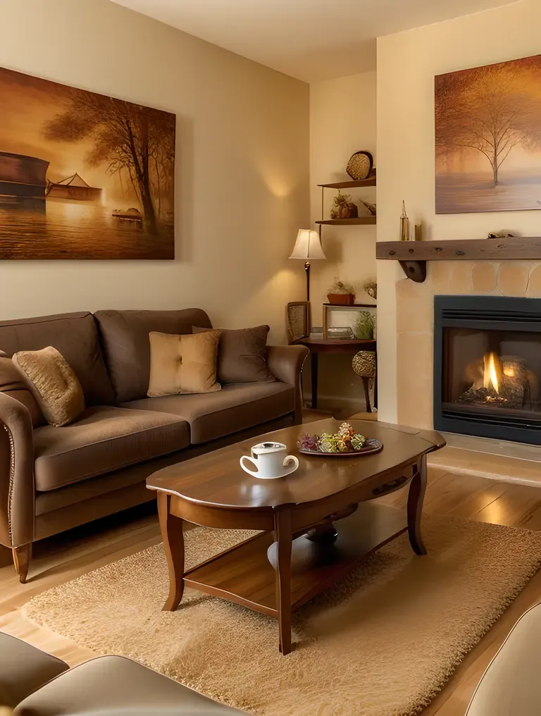 Cozy Living Room with Tea and Freshly Baked Cookies