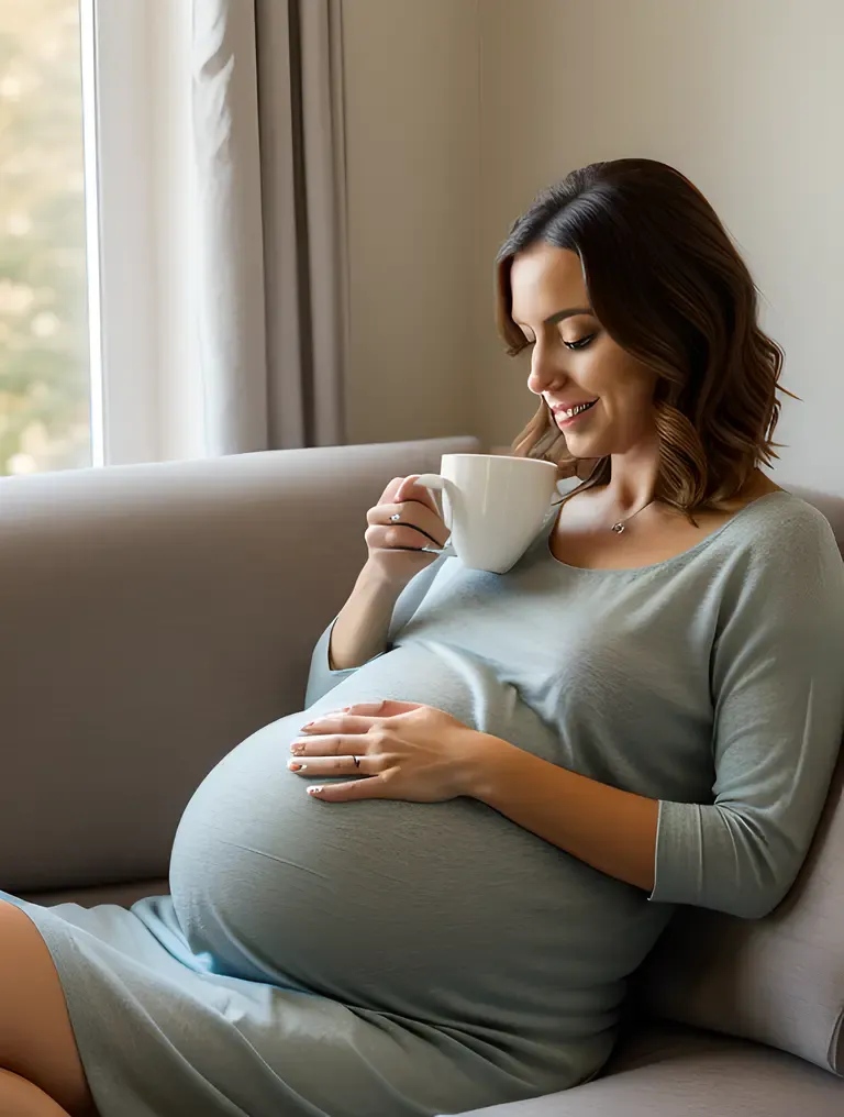 Cozy Pregnant Girl with Book and Tea