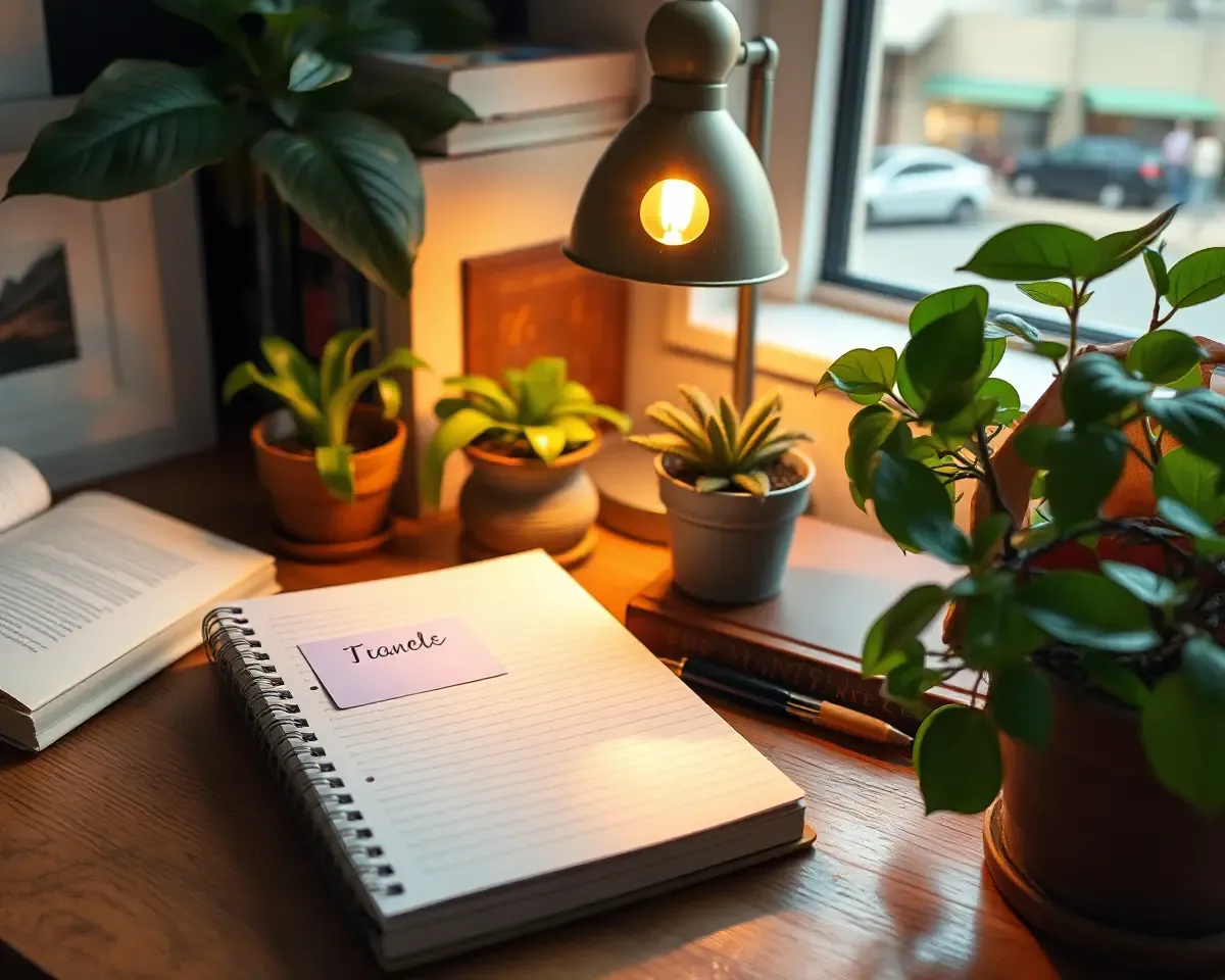 Cozy Study Nook with Name Sticker and Bookshelf