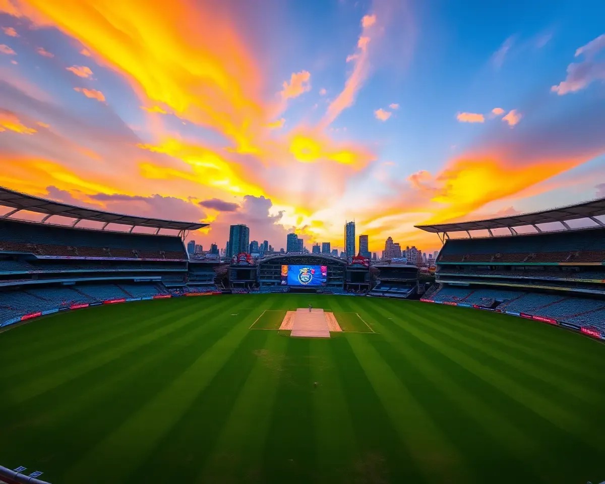 Cricket Stadium Sunset Wallpaper for Laptop