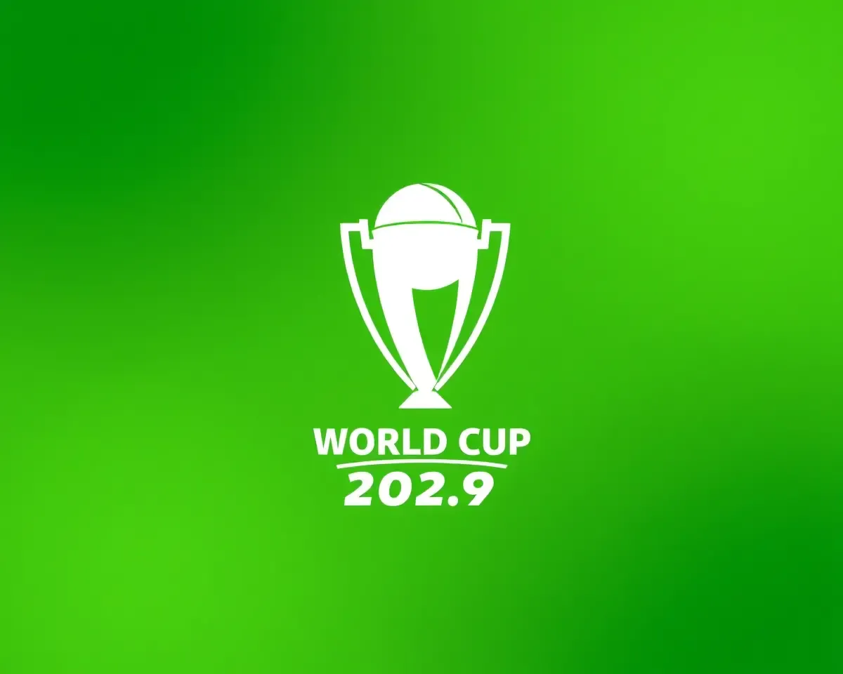 Cricket World Cup Trophy on Green Background with Gradient Effect