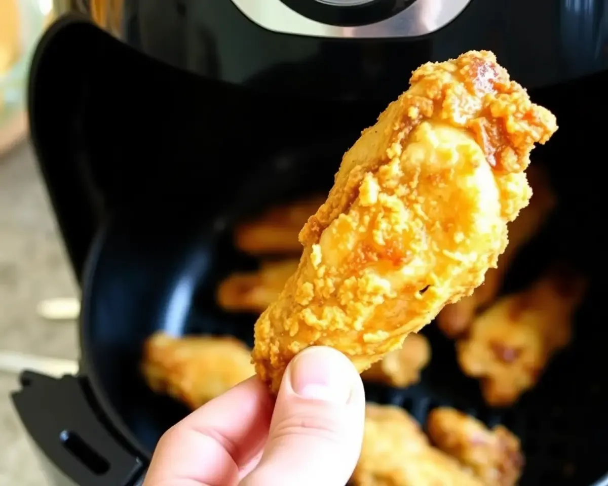 Crispy Chicken Wing Removed from Air Fryer PNG