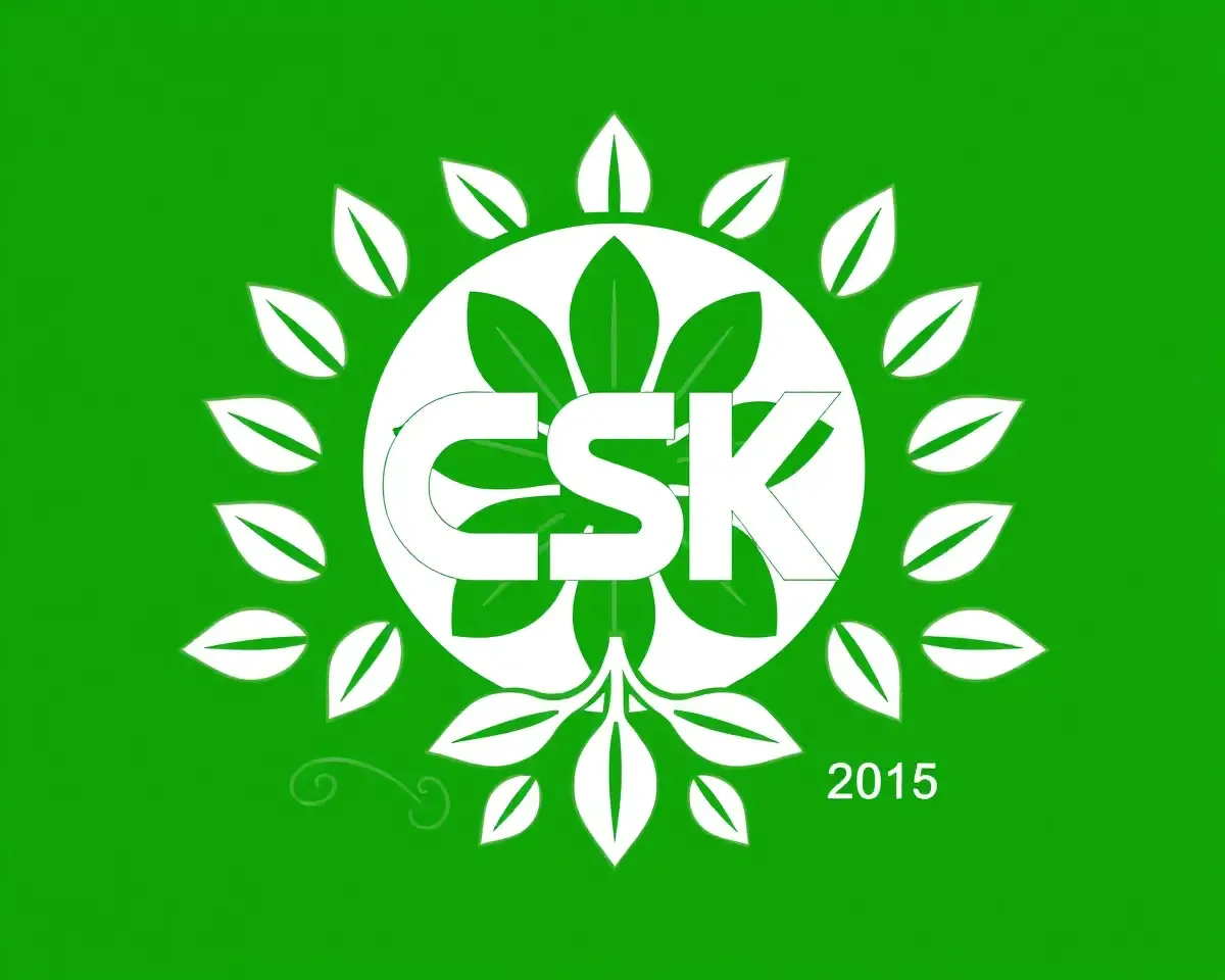 Csk Logo PNG HD with Green Leaf Pattern Background