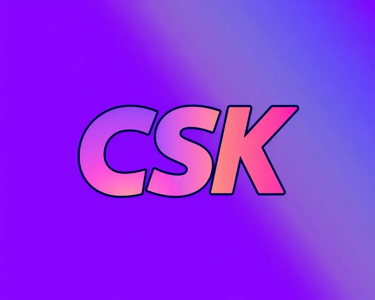 Csk Logo PNG HD with Purple Holographic Effect Background