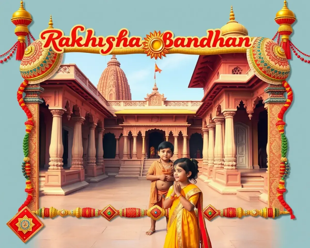 Cultural Raksha Bandhan Frame with Traditional Indian Setting