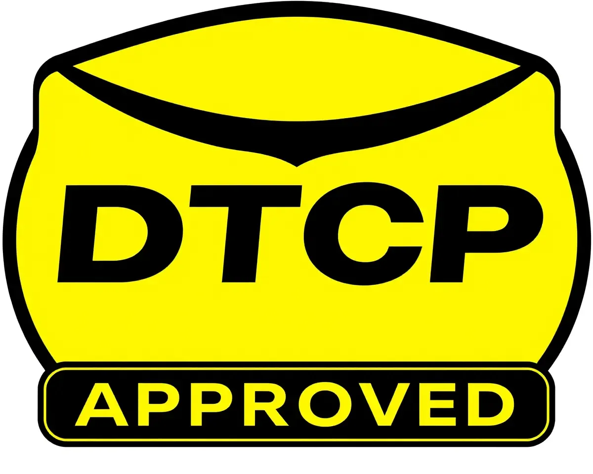 DTCP-Approved Logo with Bright Green Background PNG